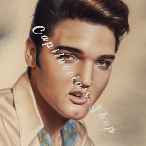 Elvis Presley watercolored pencil image poster